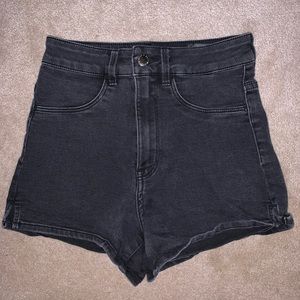 Black Denim High Waisted Shorts